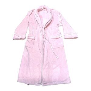 Nautica Vintage Womens Light Pink Plush Bathrobe L XL Polyester w/ Belt Pockets